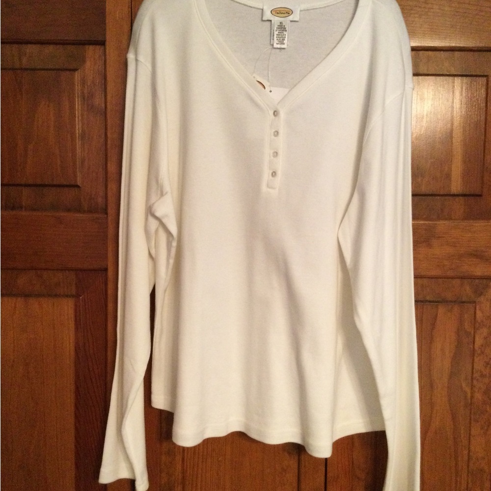 NWT Talbots White Henley Tee, sz XL